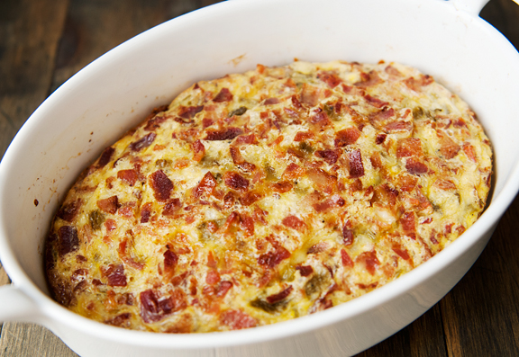 green chile bacon egg bake recipe – use real butter